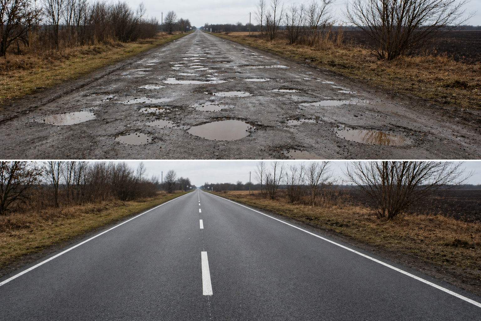 Оновлена автодорога після ремонту